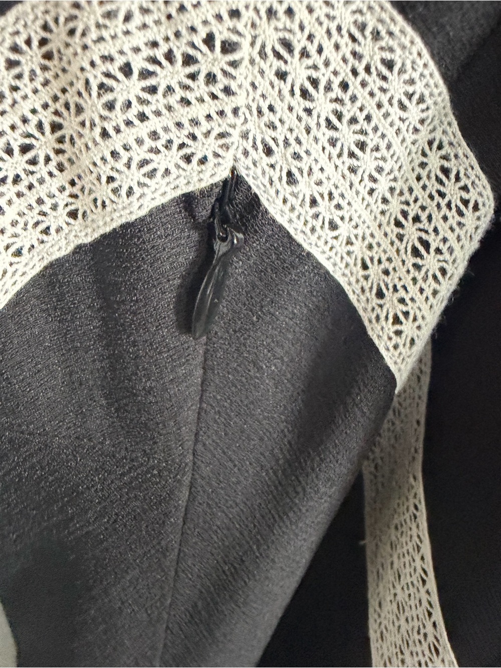 Ann Taylor Black Midi Dress with Cream Chevron Trim - Picture 6 of 8